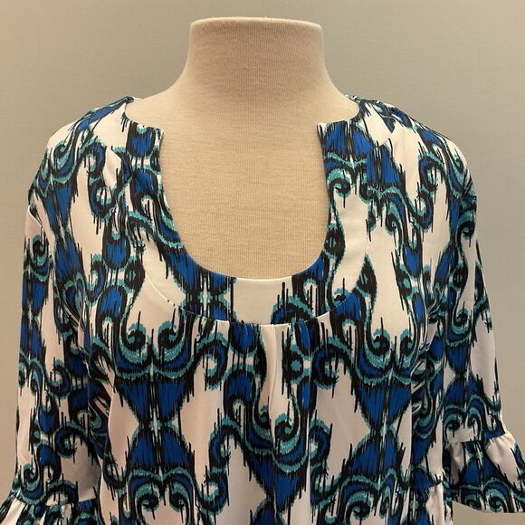 Tracy Negoshian Blue Stretch Pullover Sheath 3/4 Sleeve Large NWT $142 - Picture 2 of 12